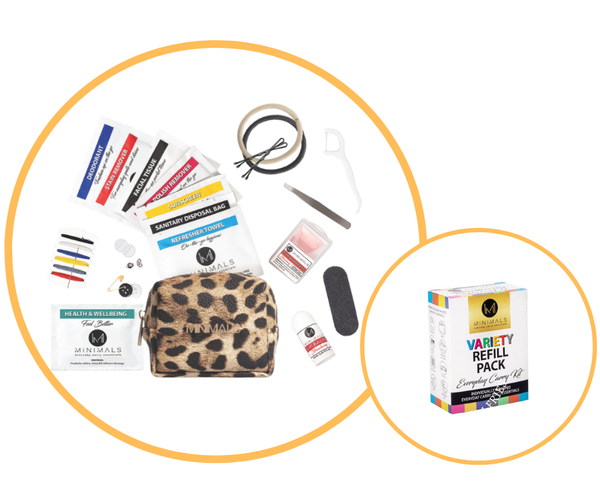 For Her: Leopardskin 20-piece Ladies Everyday Carry Kit + Refill Pack Combo