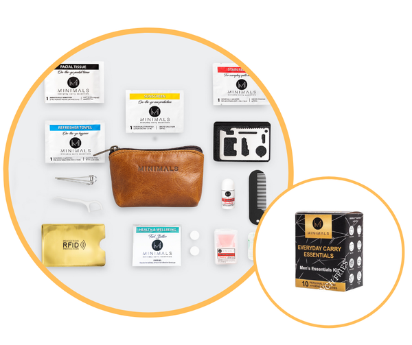 For Him: Tan Genuine Leather 14-piece Men's Essentials Kit + Refill Pack Combo