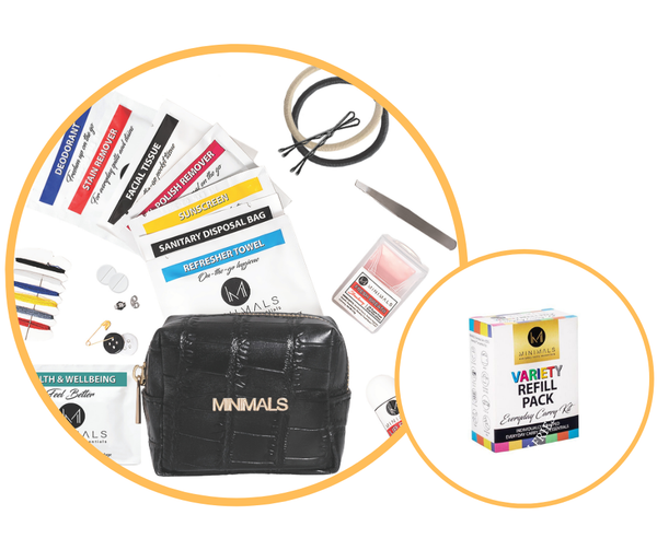 For Her: Ivory-Black 20-piece Ladies Everyday Carry Kit + Refill Pack Combo