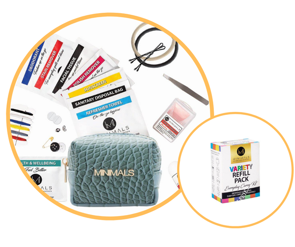 For Her: Ice-Blue 20-piece Ladies Everyday Carry Kit + Refill Pack Combo