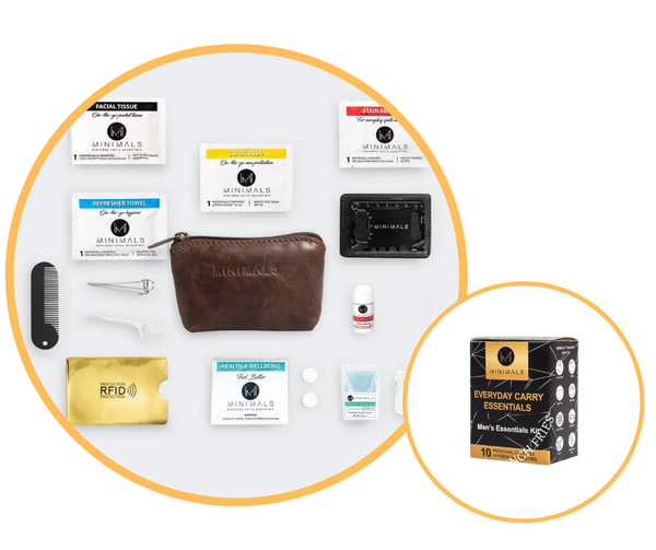 For Him: Dark Brown Genuine Leather 14-piece Men's Essentials Kit + Refill Pack Combo