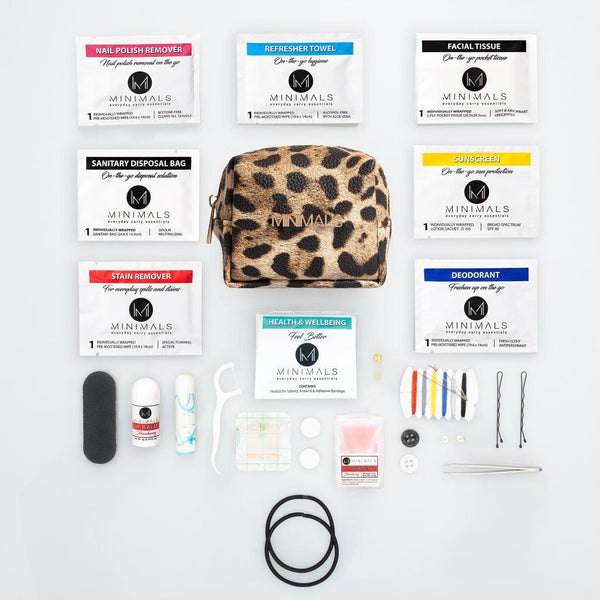 For Her: Leopardskin 20-piece Ladies Everyday Carry Kit + Refill Pack Combo