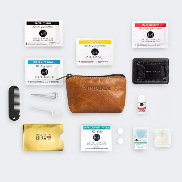 For Him: Tan Genuine Leather 14-piece Men's Essentials Kit + Refill Pack Combo