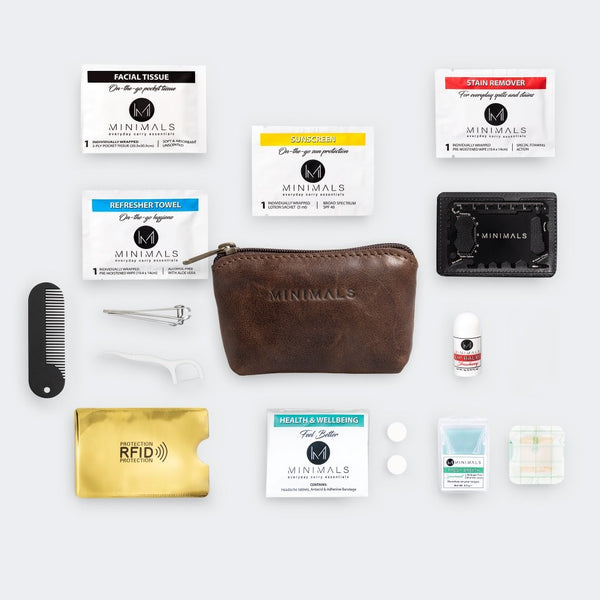 For Him: Dark Brown Genuine Leather 14-piece Men's Essentials Kit + Refill Pack Combo