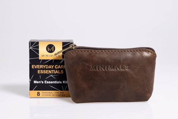 For Him: Dark Brown Genuine Leather 14-piece Men's Essentials Kit + Refill Pack Combo