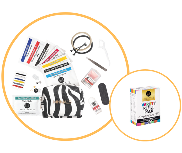 Zebra skin 20-Piece Everyday Carry Kit + FREE 7-Sachet Refill Pack Birthday Promo