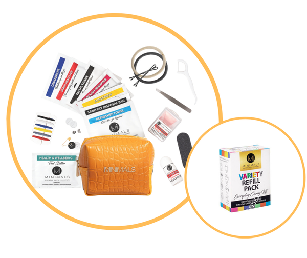 Burnt Orange Tangerine Ombre 20-piece Ladies Everyday Carry Kit + Refill Pack Combo