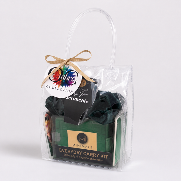Emerald/Lime Green Ombre Gift Bundle: EDC Kit + Scrunchie + Mirror + Lens Cloth + Comb