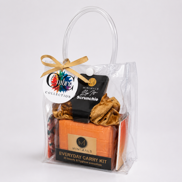Orange/Yellow Ombre Gift Bundle: EDC Kit + Scrunchie + Mirror + Lens Cloth + Comb