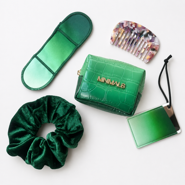 Emerald/Lime Green Ombre Gift Bundle: EDC Kit + Scrunchie + Mirror + Lens Cloth + Comb