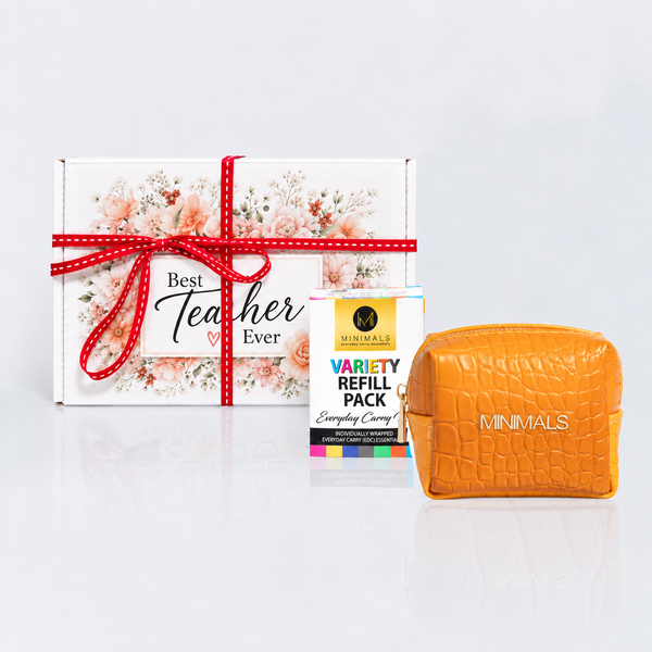 Teacher Gift for Her: Minimals Burnt Orange Tangerine 20-p EDC Kit + Variety Refill Pack Combo