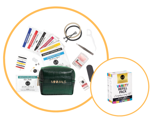 Emerald Green Ombre 20-piece Ladies Everyday Carry Kit + Refill Pack Combo
