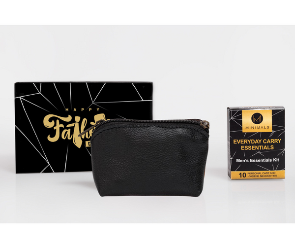 Fathersday Promo: Genuine Leather Black 14-piece Men's Essentials Kit + FREE Consumables Refill Pack + Personalised Giftbox + Card