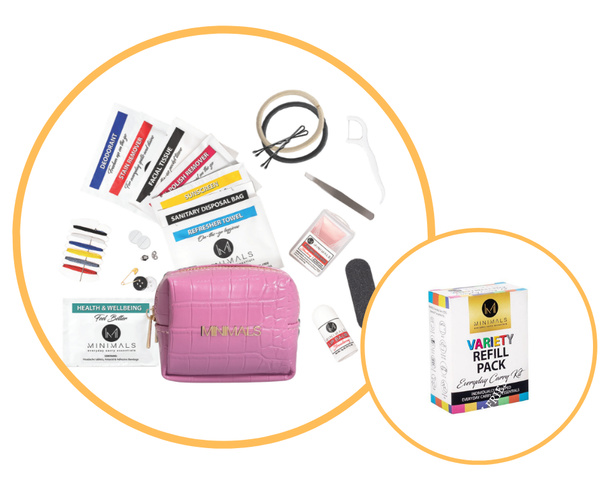 Hot Magenta Pink Ombre 20-piece Ladies Everyday Carry Kit + Refill Pack Combo