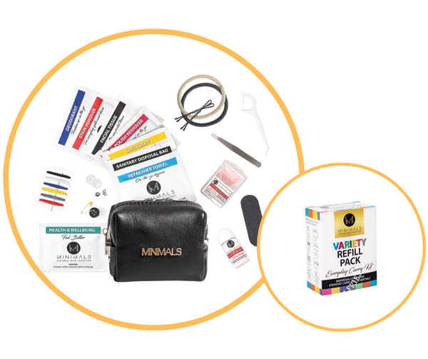 Ivory-Black Genuine Leather 20-piece Ladies Everyday Carry Kit + Refill Pack Combo
