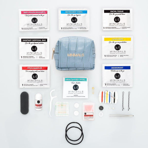 Teacher Gift: Minimals Ice-blue 21-piece Everyday Carry Kit + 'Zip It' Scrunchie Combo