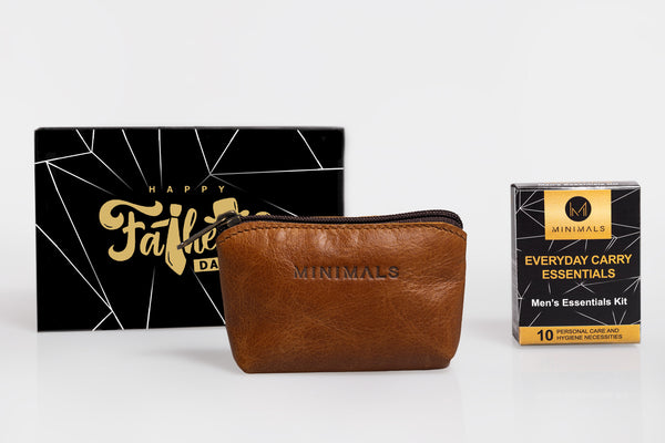 Fathersday Promo: Genuine Leather Tan 14-piece Men's Essentials Kit + FREE Consumables Refill Pack + Personalised Giftbox + Card