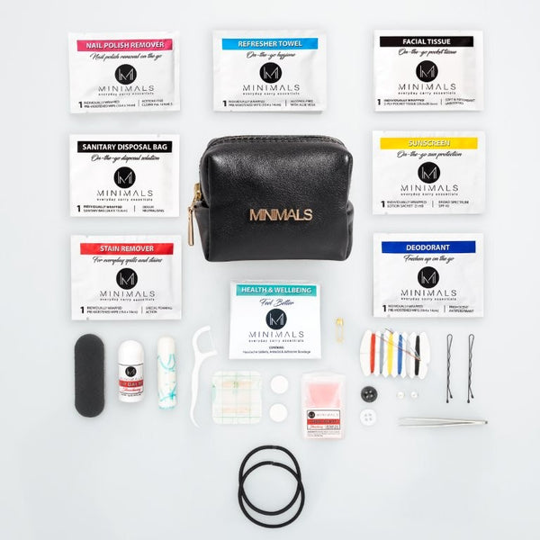 Ivory-Black Genuine Leather 20-piece Ladies Everyday Carry Kit + Refill Pack Combo