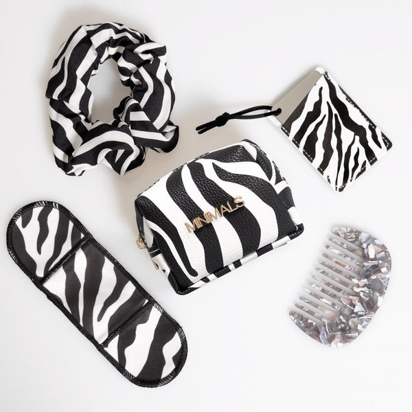 SAFARI Gift Bundle: Zebra EDC Kit + Zip-it Scrunchie + Pocket Mirror + Glasses Cleaner + Comb