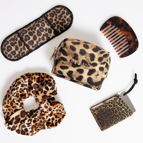 SAFARI Gift Bundle: Leopard EDC Kit + Zip-it Scrunchie + Pocket Mirror + Glasses Cleaner + Comb