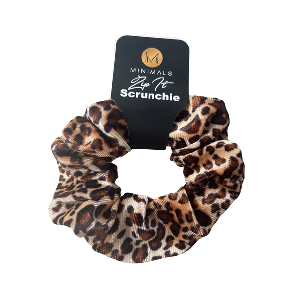 MINIMALS 'Zip It' Velvet Scrunchie - Leopard