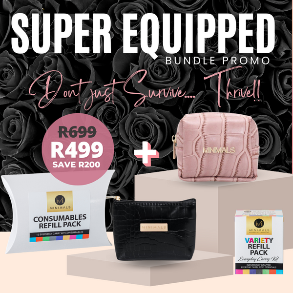 SUPER Equipped Bundle: Pearl-Pink EDC Kit + Grab & Go Pouch + 7-Sachet Refill Pack + 12-Pack Consumables Pack