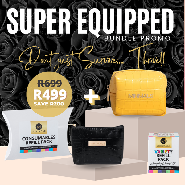 SUPER Equipped Bundle: Butter Yellow EDC Kit + Grab & Go Pouch + 7-Sachet Refill Pack + 12-Pack Consumables Pack