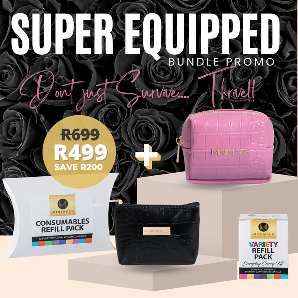 SUPER Equipped Bundle: Hot Magenta Pink EDC Kit + Grab & Go Pouch + 7-Sachet Refill Pack + 12-Pack Consumables Pack