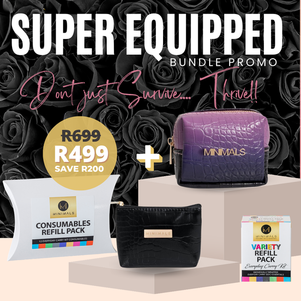SUPER Equipped Bundle: Plum Byzanite Purple EDC Kit + Grab & Go Pouch + 7-Sachet Refill Pack + 12-Pack Consumables Pack