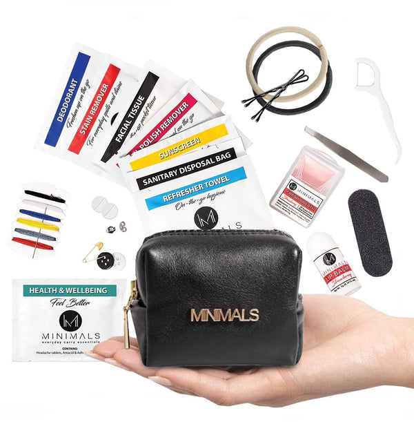SAFARI Gift Bundle: Black EDC Kit + Zip-it Scrunchie + Pocket Mirror + Glasses Cleaner