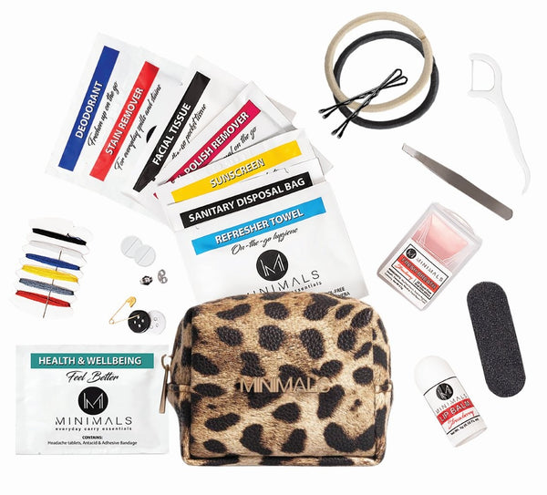 SAFARI Gift Bundle: Leopard EDC Kit + Zip-it Scrunchie + Pocket Mirror + Glasses Cleaner + Comb