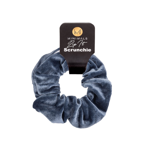 MINIMALS 'Zip It' Velvet Scrunchie - Steel Blue