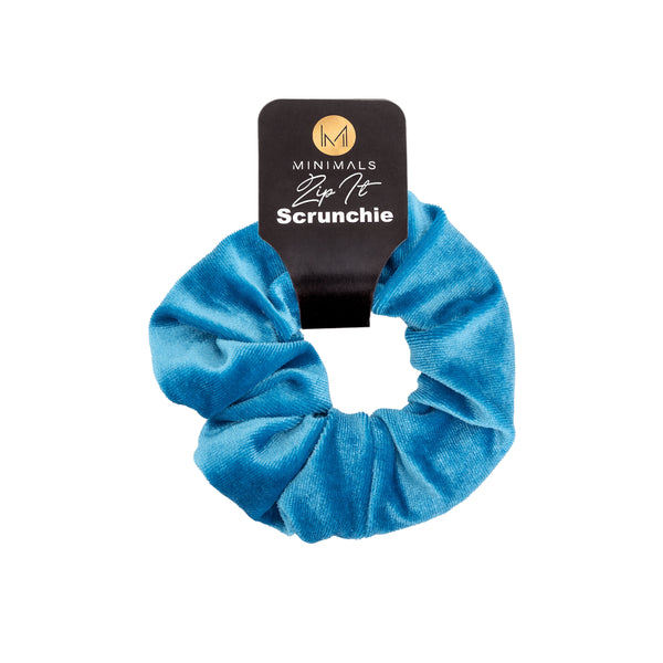 MINIMALS 'Zip It' Velvet Scrunchie - Sky Blue