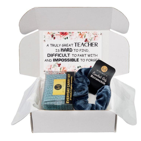 Teacher Gift: Minimals Ice-blue 21-piece Everyday Carry Kit + 'Zip It' Scrunchie Combo